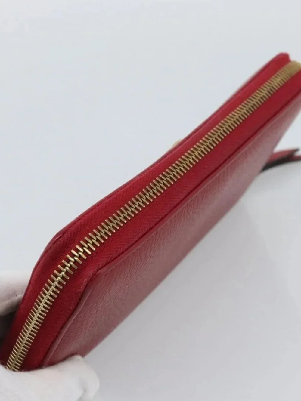 GUCCI GG Marmont Long Wallet Leather Red Gold 456117 Auth 186348A
